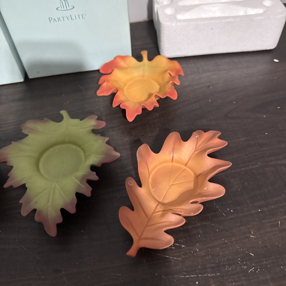 Partylite Whispering Leaves Tealight Trio Fall Thanksgiving Candle Holder P8535U - Picture 3 of 5